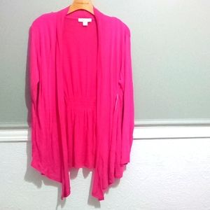 Coldwater Creek, Cardigan, 62/35/3(polyester/rayon/spandex), fuscia, large (14)